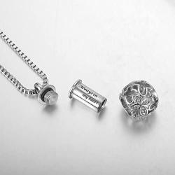 Valyria Cremation Jewelry Urn Pendant Necklace with Hollow Diamond Butterfly Beads Engraved Always in My Heart