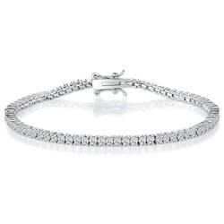 GMESME 18K White Gold Plated 2.0 Round Cubic Zirconia Classic Tennis Bracelet 7.5 Inch for Women Men