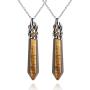 JXMYBA 2Pcs Crystal Necklace for Women Men Energy Healing Crystal Hexagonal Pendant Gemstones Jewelry Pendulum Crystal Divination (18 inStainless Steel Chain,Gift Box