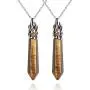 JXMYBA 2Pcs Crystal Necklace for Women Men Energy Healing Crystal Hexagonal Pendant Gemstones Jewelry Pendulum Crystal Divination (18 inStainless Steel Chain,Gift Box