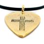 Cross Guitar Pick (stg3g) Antique Gold Finish On Black Rubber Cord