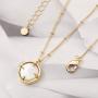 NUZON 14K Gold Delicate Paperclip Chain Heart Pendant/Satelitte Chain Pearl Pendant Necklace Simple Dainty Jewelry for Women Girls 16
