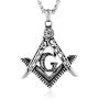 HZMAN Mens Cubic Zirconia Freemason Symbol Masonic Stainless Steel Pendant Necklace 22+2 inch Chain