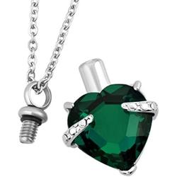 Jesse Ortega 12 Colors Birthstone Cremation Urn Necklace of Ashes Heart Crystal Keepsake Memorial Stainless Steel Necklace