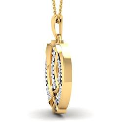 SwaraEcom 14K Yellow Gold Plated Round CZ Sikh Khanda Symbol Religious Pendant India Fashion Jewelry