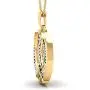 SwaraEcom 14K Yellow Gold Plated Round CZ Sikh Khanda Symbol Religious Pendant India Fashion Jewelry