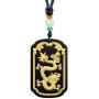 Natural Nephrite Jade Necklace Pendant Inlaid with 22K Gold Good Luck Charm Jade Jewelry