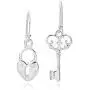 Key to My Loving Heart Lock .925 Sterling Silver Dangle Earrings Key to My Loving Heart Lock .925 Sterling Silver Dangle Earrings