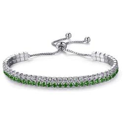 Cubic Zirconia Bracelet Tennis Bracelets for Women Adjustable Sapphire Bracelet Emerald Bracelet CZ Tennis Bracelet Jewelry Gift (B:Green)