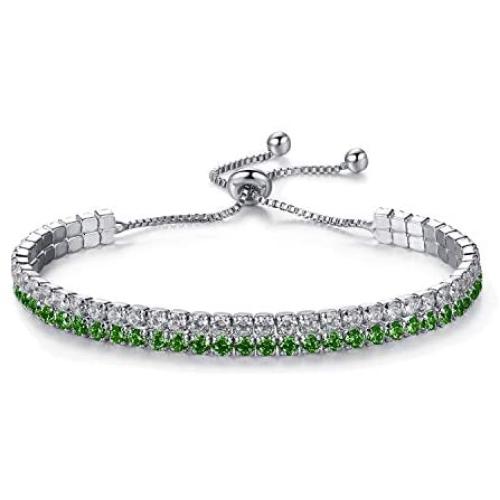 Cubic Zirconia Bracelet Tennis Bracelets for Women Adjustable Sapphire Bracelet Emerald Bracelet CZ Tennis Bracelet Jewelry Gift (B:Green)