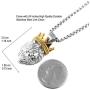 HZMAN Mens Silver Gold Tone Stainless Steel Lion King Pendant Necklace Cable Wheat 22+2'' Chain
