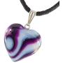Steampunkers USA Big Heart Collection - 20mm Classic Purple Agate White Clear Stripe - 20-22 inch Black Cord – Crystal Gemstone Carved Necklace Charm Handmade
