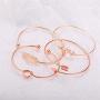 Starain Rose Gold Bracelets for Women Girls Arrow Knot Heart Leaf Bangle Bracelet Stackable Cuff Bracelet Set, 5Pcs