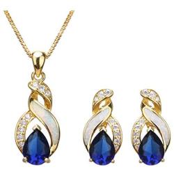 SLVIEKAE Gifts for Mom & Gifts for Women Austrian Crystal Necklaces Pendants Earrings Opal Jewelry Set Birthday Gifts for Women