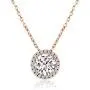 A+O Gift for Mom, Aunt, Grandma - Solitaire Halo Necklace in Gold, Rose Gold, Silver