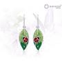 BLING BIJOUX Colorful Leaf with Lady Bug Lucky Crystal Dangle Earrings for Women & Girls, Never Rust 925 Sterling Silver with Free Breathtaking Gift Box for a Special Moment of Love