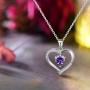 ✦Gifts for Mothers Day✦ Forever Love Heart Necklace Jewelry 18K White Gold/ Rose Gold Plated 925 Sterling Silver Birthstone Pendant Necklace with 5A Cubic Zirconia Birthday Gifts for Women and Girls