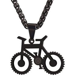 U7 Men Cool Bicycle Jewelry Stainless Steel Wheat Chain Bike Pendant Necklaces