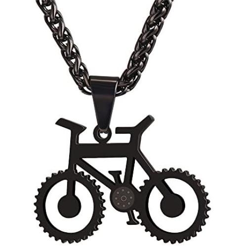 U7 Men Cool Bicycle Jewelry Stainless Steel Wheat Chain Bike Pendant Necklaces