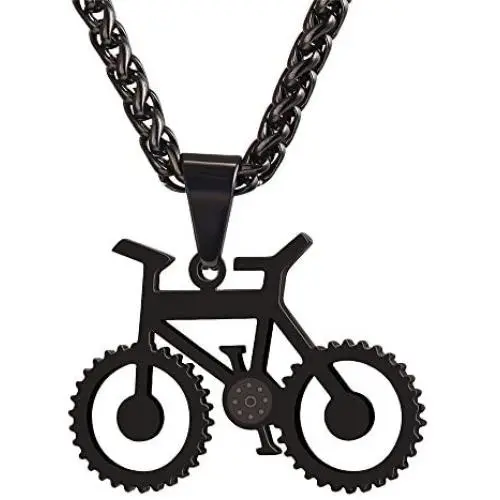 U7 Men Cool Bicycle Jewelry Stainless Steel Wheat Chain Bike Pendant Necklaces U7 Men Cool Bicycle Jewelry Stainless Steel Wheat Chain Bike Pendant Necklaces