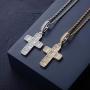 TOPGRILLZ Solid Baguette Cross Chain 14K Gold Plated Iced Out Pendant Necklace for Men and Women Religious Jewelry