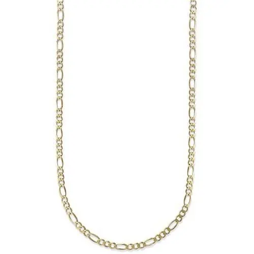 18K Gold 2.3mm Figaro Link Chain Bracelet or Necklace - Made In Italy- Multiple Lengths & Colors