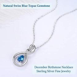 Mothers Day Necklace for Mom Birthday Gift Forever Love Infinity Sterling Silver December Blue topaz Birthstone Jewelry Pendant Necklace for Women