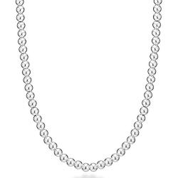 Miabella 925 Sterling Silver Italian Handmade 6mm Bead Ball Strand Chain Necklace for Women 16, 18, 20 Inch Made in Italy