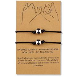 BOCHOI Pinky Promise Distance Matching Bracelets for Couples BFF Friendship Adjustable Cord Relationship Bracelets Him and Her Girlfriend Boyfriend Birthday