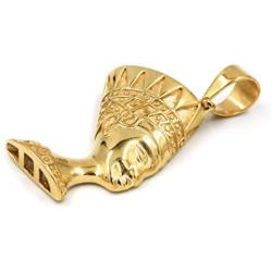 Raonhazae Stainless Steel Gold Egyptian Nefertiti Side Pendant W Cuban Chain