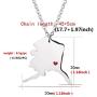TAGOMEI Newly Silver Tone Stainless Steel map Pendant Necklace with a red Heart.