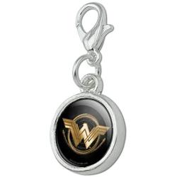 GRAPHICS & MORE Wonder Woman Movie Golden Lasso Logo Antiqued Bracelet Pendant Zipper Pull Charm with Lobster Clasp