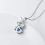 DAOCHONG 925 Sterling Silver Cubic Zirconia Love Heart Cute Animal Pendant Necklace for Women Birthday Gift