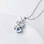 DAOCHONG 925 Sterling Silver Cubic Zirconia Love Heart Cute Animal Pendant Necklace for Women Birthday Gift