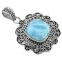 YoTreasure 1.69'' Larimar Solid 925 Sterling Silver Chain Pendant Jewelry