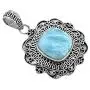 YoTreasure 1.69'' Larimar Solid 925 Sterling Silver Chain Pendant Jewelry YoTreasure 1.69'' Larimar Solid 925 Sterling Silver Chain Pendant Jewelry