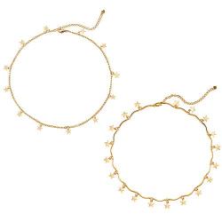 Long tiantian Gold Star Choker Necklace for Women Cute Necklace for Teen Girls Trendy Star Necklace Choker Adjustable