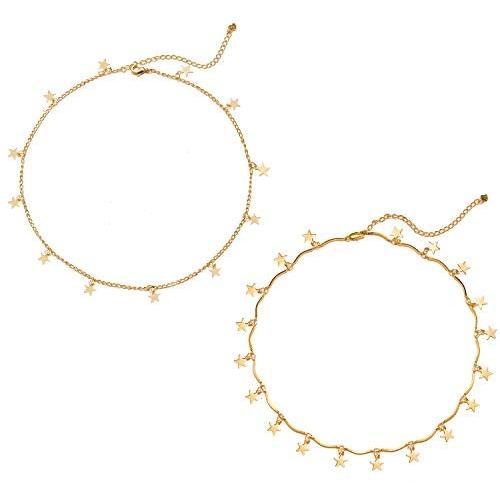Long tiantian Gold Star Choker Necklace for Women Cute Necklace for Teen Girls Trendy Star Necklace Choker Adjustable