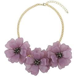 Bocar Statement Flower Necklace Handmade Bib Collar Jewelry Set for Women
