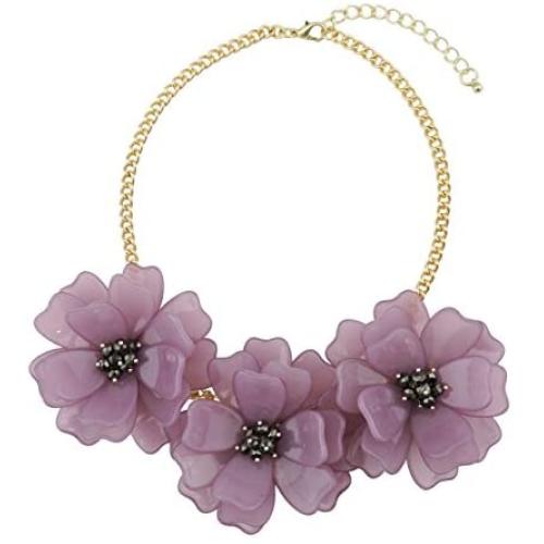 Bocar Statement Flower Necklace Handmade Bib Collar Jewelry Set for Women