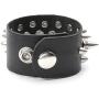 Top Plaza Mens Womens Black Genuine Leather Bracelets Necklaces Jewelry Set Metal Spike Studded Punk Rock Skull Biker Adjustable Cuff Bracelet Choker Necklace