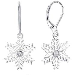 YL Womens Snowflakes Earrings Sterling Silver Birthstones Snowflake Pendant Necklace Jewelry