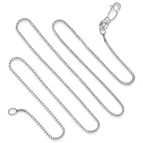 925 Sterling Silver 1MM Box Chain Italian Necklace Lightweight Strong - Lobster Claw Clasp 16'' - 36''