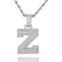 Asluco Initial Letter Pendant Necklace,14K Gold/White Gold Plated Iced Out Cubic Zirconia A-Z Alphabet Pendant Long Chain Necklace Custom Name Jewelry for Women Men Teen Girls