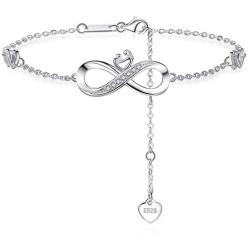 Sterling Silver Mother and Child Infinite Bracelets for Women Birthday Mothers Day Jewelry Gift for Mom Wife Daughter Aunt