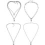 Zhanmai 4 Pieces Valentines Day Fashion Lock Pendant Necklace Punk Chain Choker Long Multilayer Chain Jewelry