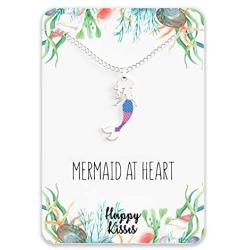Mermaid Necklace – Cute Mermaid Gift Charm for Women, Girls & Teens – “Mermaid at Heart” Message Card