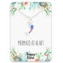 Mermaid Necklace – Cute Mermaid Gift Charm for Women, Girls & Teens – “Mermaid at Heart” Message Card