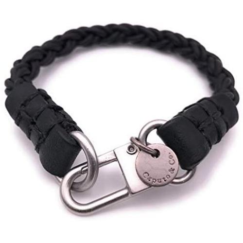 Mens Rugged Chunky Braided Leather Bracelet Black Handcrafted in USA