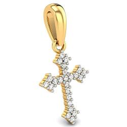 Moissanite Gold Necklace Pendant Cross Necklace for Women Simple Dainty Pendant Necklace Solid Gold 10k 14k 18k